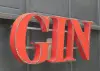 Product image 2 of the product “Capital Letters - GIN on metal frame Height about 50cm. open on the back side. red color letter. ”